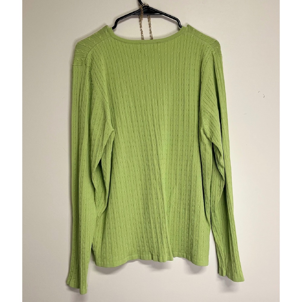 Commentary Women's Green Cardigan‎ Textures Knit Sweater Size L - Picture 7 of 7